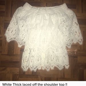 White thick lace off the shoulder top!!!